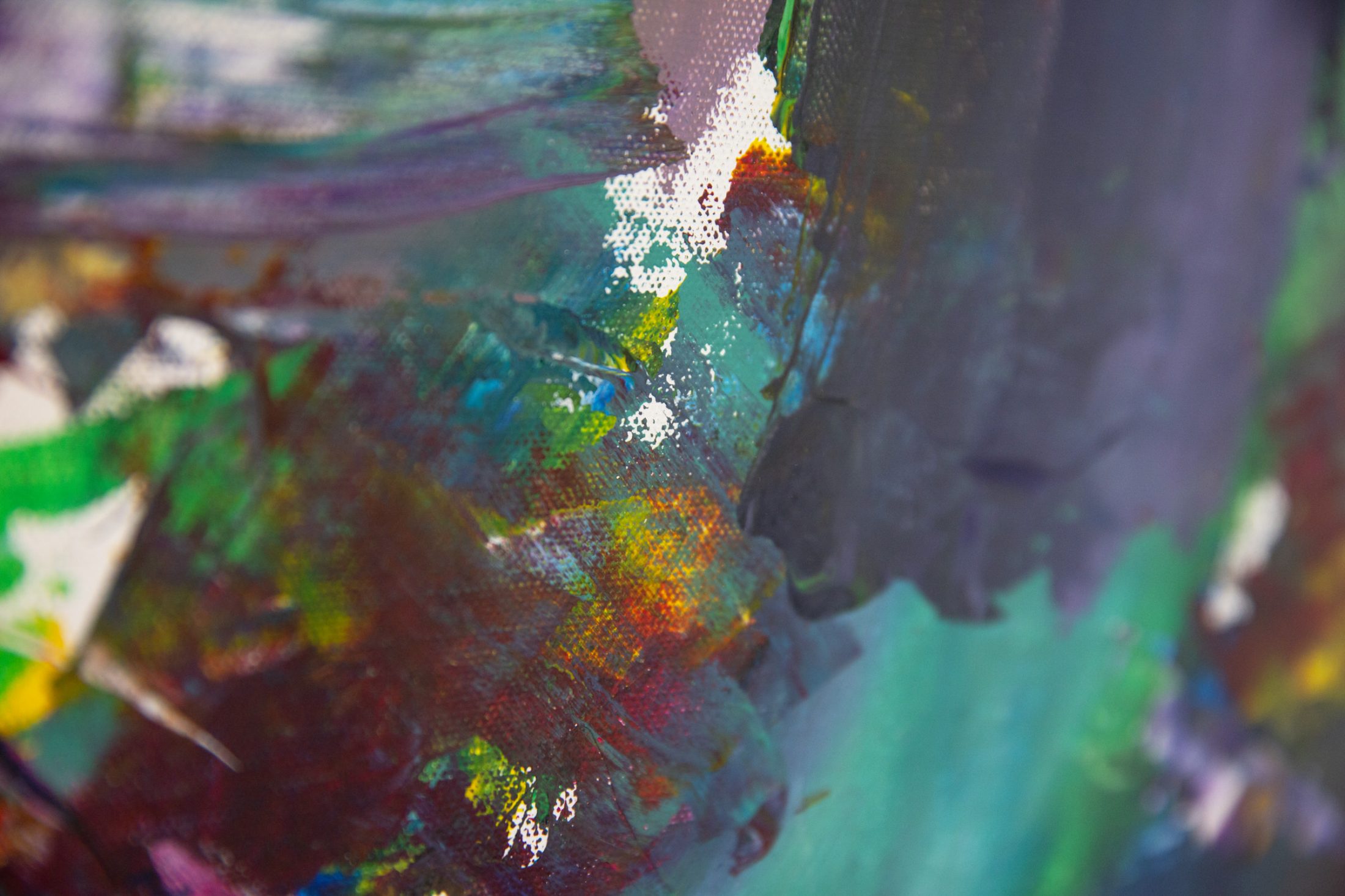 Close up of colourful abstract painting.